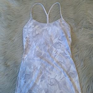 White and grey lululemon Power Y tank